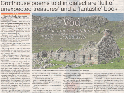 It's an inspired idea for a book. We see so many abandoned crofthouses around Shetland and we wonder - who lived there? What were their lives like?
